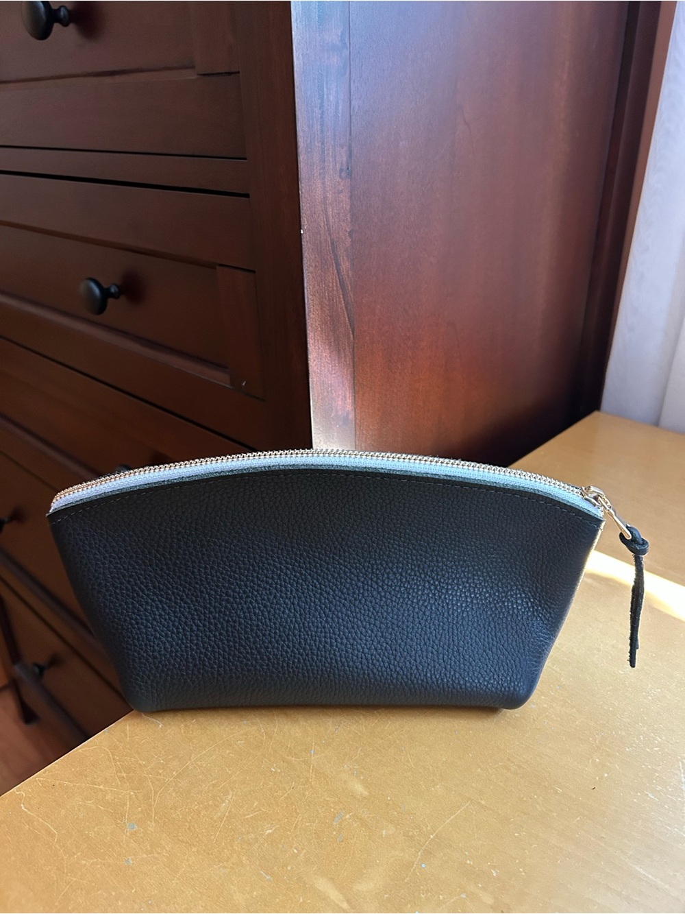 NWOT Leather Pouch/ Clutch with contrasting Zipper